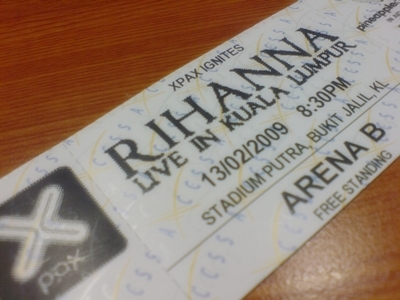 Rihanna Live in Kuala Lumpur concert ticket