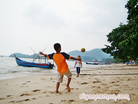 playing on the beach