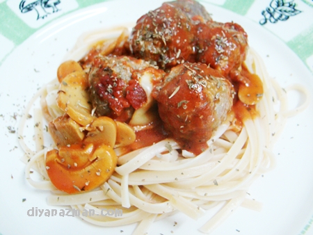 roasted meatballs linguine