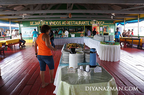 floating restaurant for lunch at manaus brazil